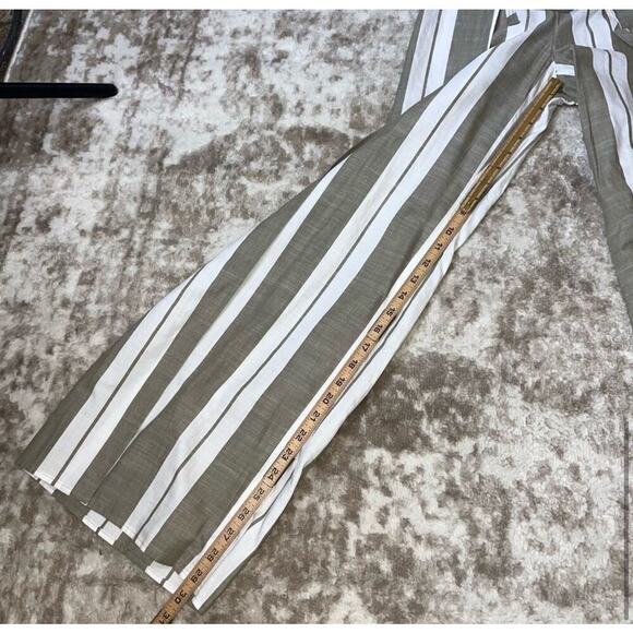 Express High Waisted Striped Surplice Wide Leg Cotton Pant-tan/white flowy pants - Picture 3 of 10